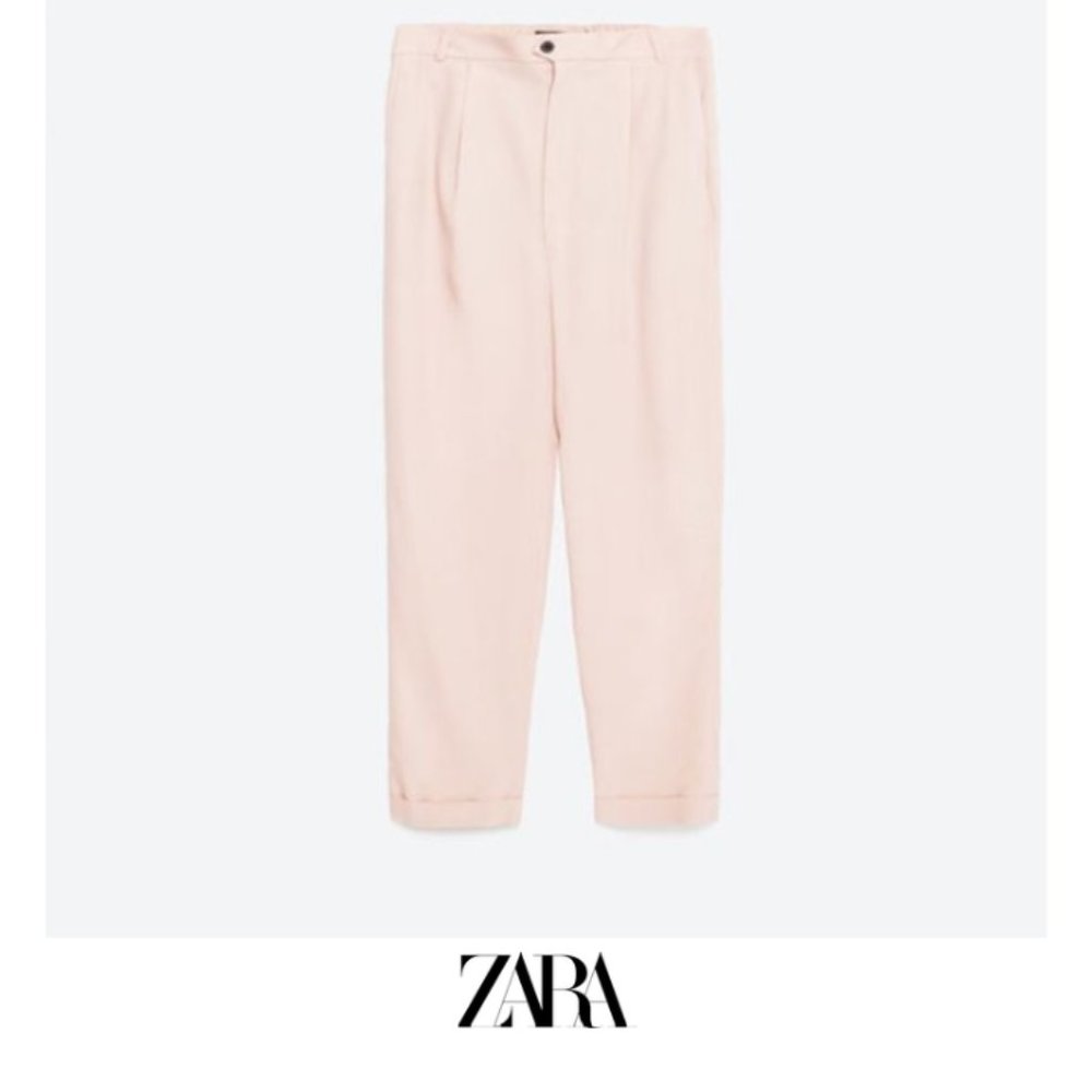 Zara | Pale pink cropped ankle pants
